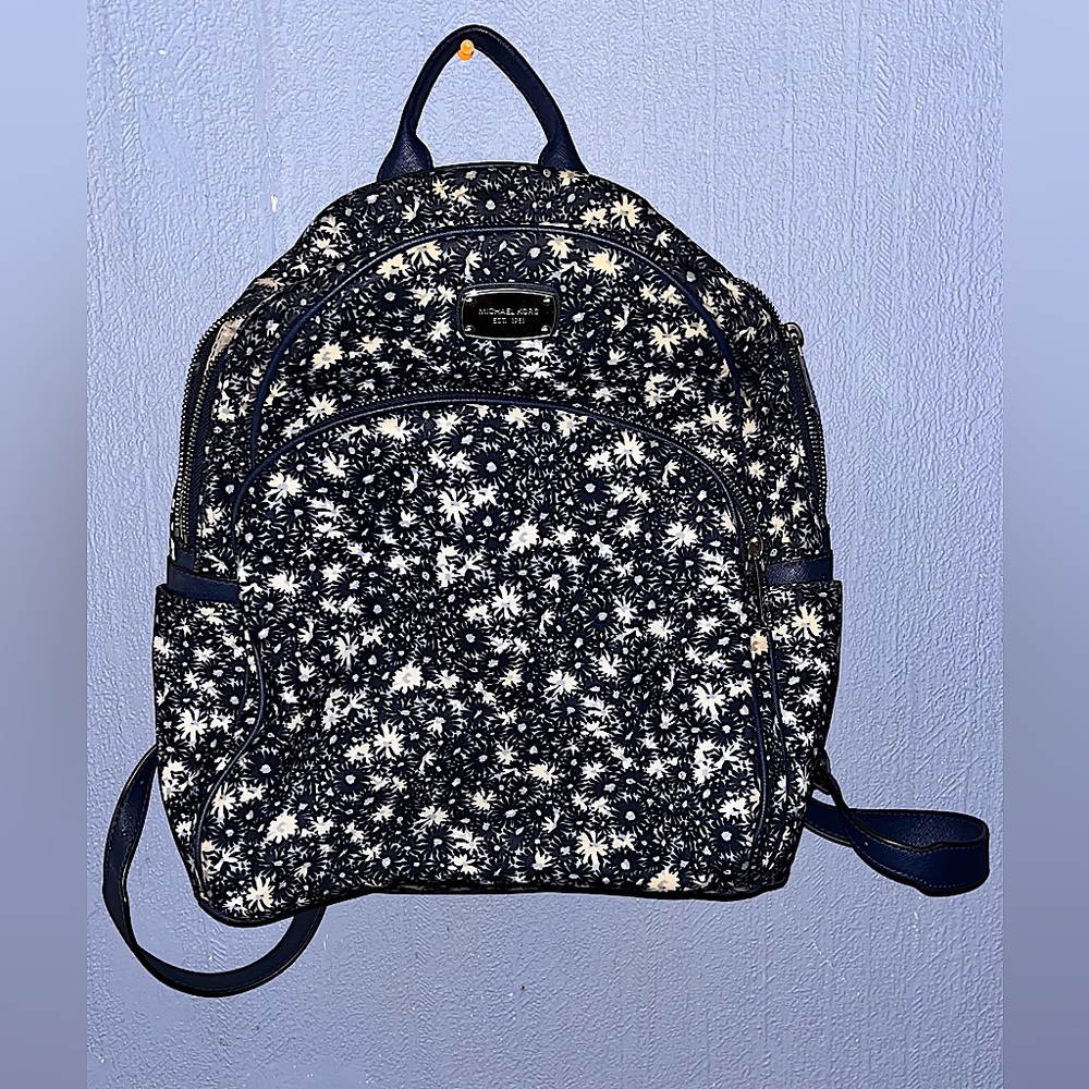 Michael Kors Navy and White Daisy Print Backpack